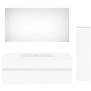 Puris Badezimmer , Weiß Hochglanz , Holzwerkstoff , 2 Schubladen , 150 cm , Goldenes M, Made in Germany , hängend , Badezimmer, Badmöbelsets & Badmöbelserien, Badmöbel-Sets