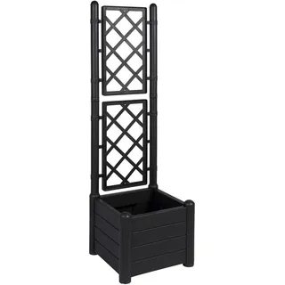 Kreher Rankgitter Spalier mit Pflanzkasten aus Kunststoff (Anthrazit/Grau) | Maße BxTxH 43 x 43 x 142 cm, für Garten, Terrasse und Balkon