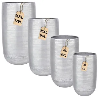 4er Set Vase Deko Wohnaccessoire Silber Aluminium 81cm Modern Handarbeit Vintage