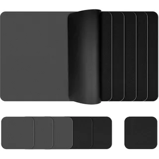 KitchenBoss Platzsets Tischsets Abwaschbar Platzdeckchen Doppelseitige | 6er Set Platzset mit Untersetzer Wasserdichte Rutschfeste Tischsets Lederoptik Schwarz/Grau