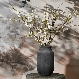 SIDUCAL Rustikale Bauernhaus-Blumenvase | 24,1 cm große Keramikvase | Pampasgrasvase | Moderne Bauernhaus-Dekorvase für Heimdekoration, Tisch, Wohnzimmerdekoration, Regaldekoration, Kaminsims, Schwarz
