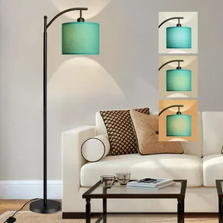 Depuley Stehlampe Modern Wohnzimmer Stehleuchte, 3 Farbtemperaturen bogenlampe schlafzimmer mit E27 Glühbirne Fußschalter, Stoffschirm Design 156cm für Studio, Schlafzimmer, Arbeitszimmer,Büro