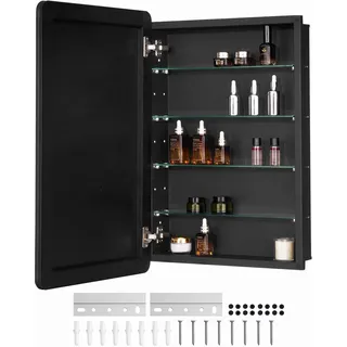 Vevor Medizinschrank verspiegelter Arzneischrank (508 x 126 x 762 mm) für Badezimmer mit Spiegeltür & verstellbaren Glasböden, Einbau- und Wandmontage, Aluminiumrahmen, Spiegelschrank Badschrank