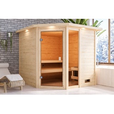 Bild von Karibu Sauna Tabea Fichtenholz 38 mm, Eckeinstieg, ca. 3,2m2