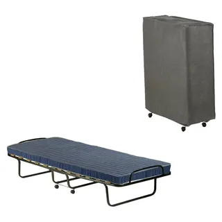 Daaronso-Klappbett, Feldbett mit 12 Latten, inklusive Matratze, platzsparendes Kinderbett, 100 % Italy, 80 x 190 x 37 cm, inklusive Schutzhülle - Blau