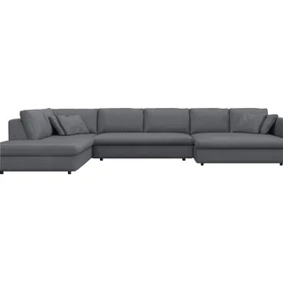 FLEXLUX Wohnlandschaft "Lovane, U-Form, bequem und komfortabel" Weich & anschmiegsam, große Sitztiefe auf Kaltschaum, Dekokissen inkl., navy blau