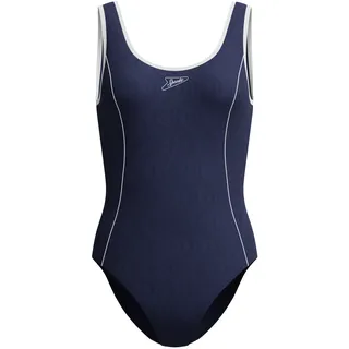 Badeanzug SPEEDO "TEXTURE BOUND SCOOP 1PC NVY/WHT", Damen, Gr. XXL (44), N-Gr, nvy, wht, Obermaterial: 82% Polyester, 18% Elasthan, Badeanzüge Badeanzug