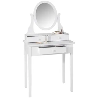 Landscape Schminktisch , Weiß , Holz , Kiefer , 3 Schubladen , rechteckig , eckig , 70x132x40 cm , Schlafzimmer, Schminktische