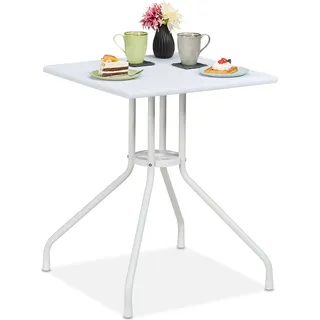 relaxdays Gartentisch in weißer Holzoptik - Weiß