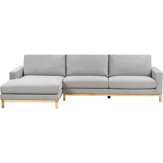Beliani 4-Sitzer Ecksofa Rechts Grau Stoffbezug mit Breiten Hohen Armlehnen Hohe Rückenlehne Diecke Sitzkissen Modern Wohnzimmer Stoffsofa - Grau/Braun