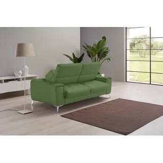 Egoitaliano Schlafsofa »Francine Designsofa, Loungesofa mit Dauerschlaffunktion, Breite 233 cm« mit Bettfunktion, Leder CAREZZA, sprite, Fußfarbe chrom, grün