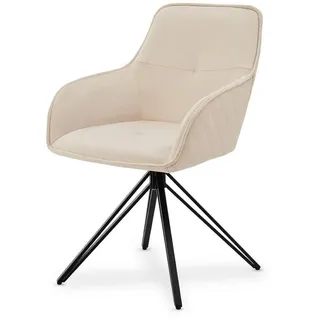 Juskys Drehstuhl Clyde Samt Beige 2 Stk.