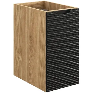 Badezimmerschrank für Waschtisch 30 cm Schwarz Matt Eiche geölt 1 Tür - Schwarz