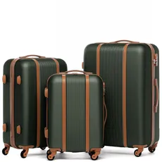 FERGÉ Kofferset Hartschale 3-teilig MILANO Trolley-Set - Handgepäck 55 cm, L und XL 3er Set Hartschalenkoffer Roll-Koffer 4 Rollen 100% ABS grün