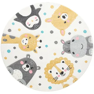 Paco Home Kinderteppich »Fino 331« rund 16 mm Höhe 3D-Design, niedliches Tier Motiv, Pastell-Farben, Kinderzimmer