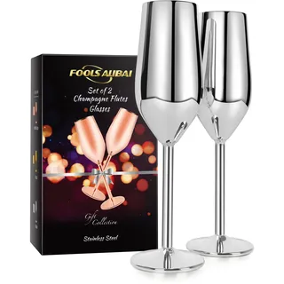 FOOLS ALIBAI Cocktailgläser Sektgläser Edelstahl 200 ml, Champagner,Weingläser Edelstahl Kupfer BPA-frei für Hochzeit Partys und Jahrestag, Champagnerglas prosecco Martini gläser moet