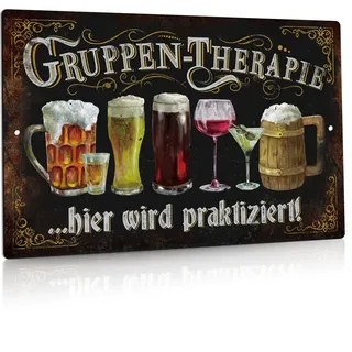 Putuo Decor Lustige Bar Zeichen, Gruppen-therapie hier wird praktiziert, Vintage Metall Wandschild für Haus, Café-Bar, Club, 20x30cm