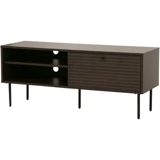 Mendler TV-Rack HWC-N78, Lowboard TV-Schrank, skandinavischer Stil Metall Holz Melamin MVG 50x120x40cm ~ dunkelbraun