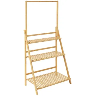 [en.casa] Leiterregal Brändö , Naturfarben , Holz , Bambus , 70x144x39.5 cm , Wohnzimmer, Regale, Bücherregale