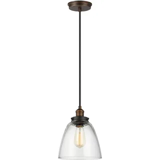 Elstead Lighting Elstead Baskin Hängeleuchte E27 27cm Gealtertes Messing, Dunkles verwittertes Zink - Gold
