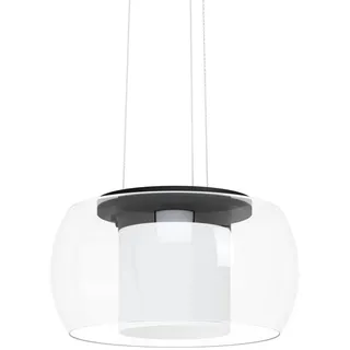 EGLO LED Hängelampe Briaglia-c, dimmbare Pendelleuchte Esstisch, Smart Home Esszimmerlampe hängend, Glas Kugel mit satiniertem Zylinder, Metall in schwarz, warmweiß-kaltweiß, RGB