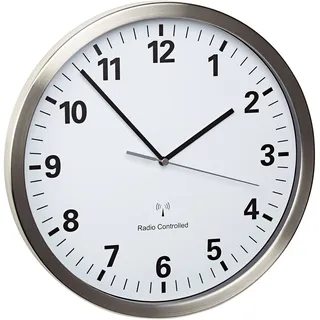 TFA Funk Wanduhr 30,5 cm 60.3523 silber