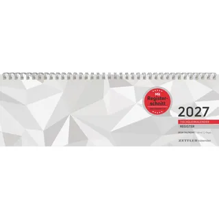 Zettler Tischquerkalender 1W/2S Register 2027 Grau