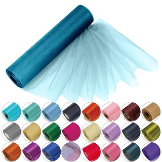 Trimming Shop Organza-Rolle, schneedurchsichtig, 25 m x 29 cm große Organza-Rolle für Stuhlschärpe, Tischläufer, Weihnachtsfeier, Hochzeitsdekoration, Bastelprojekte, Türkis