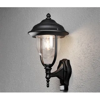 LED Außenwandleuchte, Laterne stehend mit Bewegungsmelder, Landhausstil, schwarz