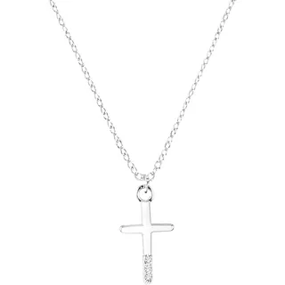 s.Oliver Kette mit Anhänger 925 Sterling Silber Mädchen Kinder Halsschmuck, mit Zirkonia synth., 37+3 cm, Silber, Kreuz, Kommt in Schmuck Geschenk Box, 2035514
