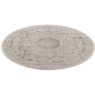 Carpet City Teppich »Art 1652«, rund, 7 mm Höhe, Kurzflor, Ornamenten-Muster, Boho & Mandala Stil Carpet City grau Ø 120 cm   1 St.