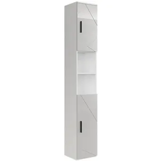Vicco Irma Hochschrank 30 x 190 cm Weiß/Weiß Hochglanz MDF
