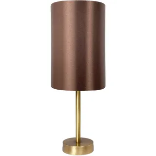 Nachttischlampe Tischleuchte Stoff Messing 38,5 cm E27 in Braun Bronze Premium