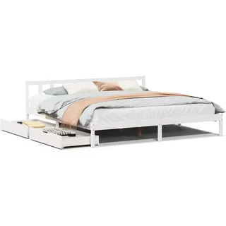 vidaXL Massivholzbett ohne Matratze Weiß 180x200 cm Kiefernholz - Weiß