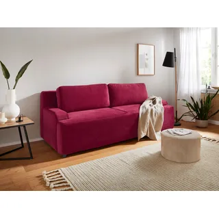 Home Affaire Schlafcouch Polyester mit Bettfunktion und Bettkasten 2-Sitzer Rot