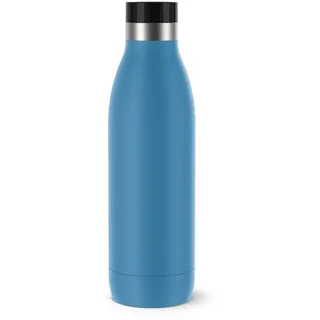 Emsa Isolier-Trinkflasche Bludrop 0,7 Liter, aqua-blue aus Edelstahl, Quick-Press Verschluss, | 360° Trinkgenuss, 12h warm/24h kühl | auslaufsicher | spülmaschinenfest Quick Press