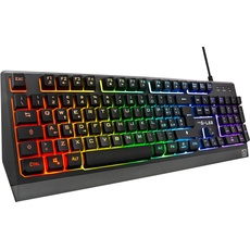 THE G-LAB Keyz TUNGSTEN W – Gaming-Tastatur USB QWERTY – Gaming-Tastatur, 15 programmierbare Makros, 12 Multimedia-Tastenkombinationen – beleuchtete Gaming-Tastatur für PC, PS4, PS5, Xbox One