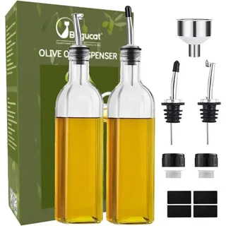 Bugucat Ölflasche 500ML - Glas Essigflasche mit Spender & Ausgießer