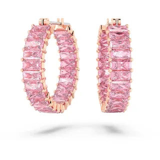 Swarovski Matrix Kreolen, Rosé Vergoldete Ohrringe mit Strahlenden, Rosafarbenen Swarovski Kristallen