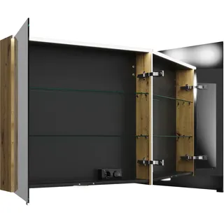 burgbad Eqio Spiegelschrank mit LED-Aufsatzleuchte und Waschtischbeleuchtung, 2-türig, 900x800x170mm, SPGT090F5662, Korpus: Eiche Dekor Urban