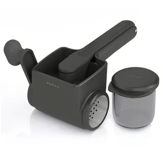 Zyliss Profi Käsereibe mit Kurbel und Behälter Set, Edelstahl-Feintrommel für müheloses Reiben von Hartkäse, Schokolade, Obst, Nüssen und vielem meh, Spülmaschinenfest für einfache Reinigung, Grau