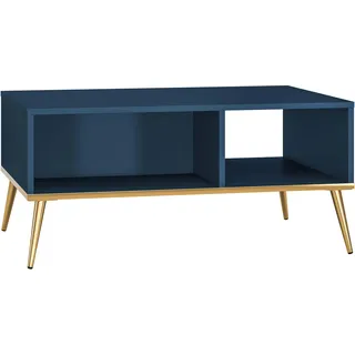 FURNLUX Couchtisch Marineblau Und Gold 90cm / Hauptfarbe: Blau / Abmessungen: 90 x 42 x 60 cm - Blau