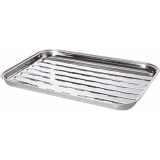 Paella World ALL'GRILL Edelstahl-Grillschale 34x24x2,5cm spülmaschinengeeignet für Holzkohle-, Gas- und Elektrogrills