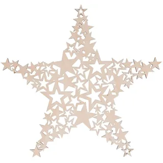 Rayher Holz-Stern, FSC Zertifiziert, Natur, 21,7 cm ø, filigran, bestehend aus vielen kleinen Sternen, Weihnachtsdekoration, Dekohänger Weihnachten, 46708505