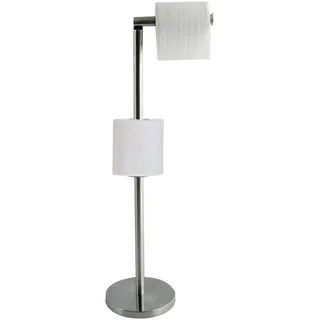 MSV Toilettenpapierhalter Stehend BxHxT:15x60x15 cm freistehender Papierrollenhalter in Edelstahl-Optik Edler Rollenhalter für WC-Rollen als Ersatzrollenhalter verchromt, Silber, Grey, Moyen