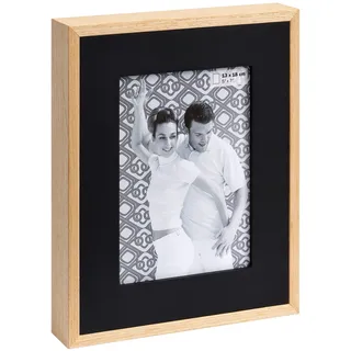 walther design Bilderrahmen schwarz 15 x 20 cm Holz-Portraitrahmen mit Holzpassepartout, Double YP520B