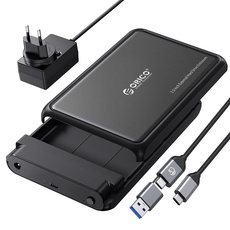 ORICO Festplattengehäuse 3.5 Zoll USB C 5Gbps Externes HDD Gehäuse für 2,5"/ 3,5" SATA HDD und SSD Maximal 20 TB, Unterstützt UASP, 12 V/2A Netzteil (DDL35C3)