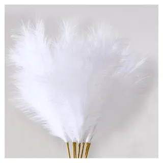 110 cm Künstliches Pampasgras, 6 Stiele Weiße Faux Pampasgras für Bodenvase, Hohe Blumenarrangements für Zuhause, Hochzeit, Party und Wohnzimmer - Weiß