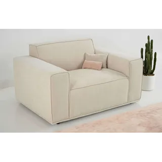 Home Affaire Loveseat Avelin Chenille 140 x 75 x 96 cm Beige mit Wellenunterfederung