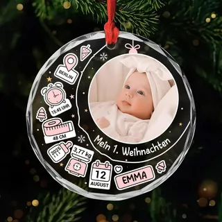 Geschenke Mall Personalisiertes Ornamente - Mein Erstes Weihnachten - Personalisierte weihnachtskugeln, Babys erste Bilder, Erstes Weihnachten Baby (Modell #3)